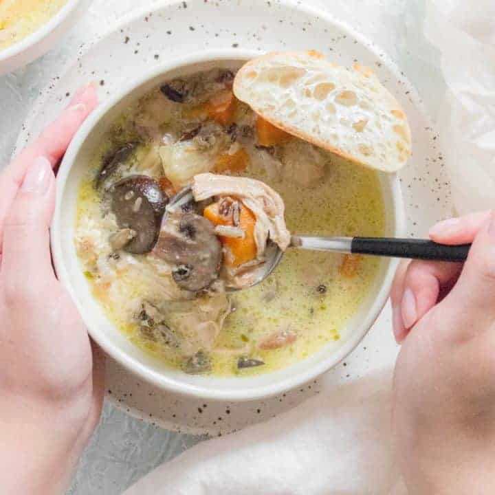 Rich, creamy, and easy to make, this Instant Pot Chicken and Wild Rice Soup is going to warm you right up! (Freezer and Slow Cooker Instructions included)
