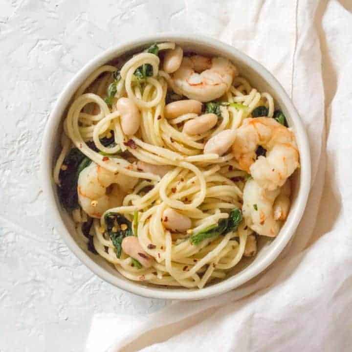 This simple one pot Lemon Shrimp Pasta is a family-favourite that only takes 20 minutes from start to finish!