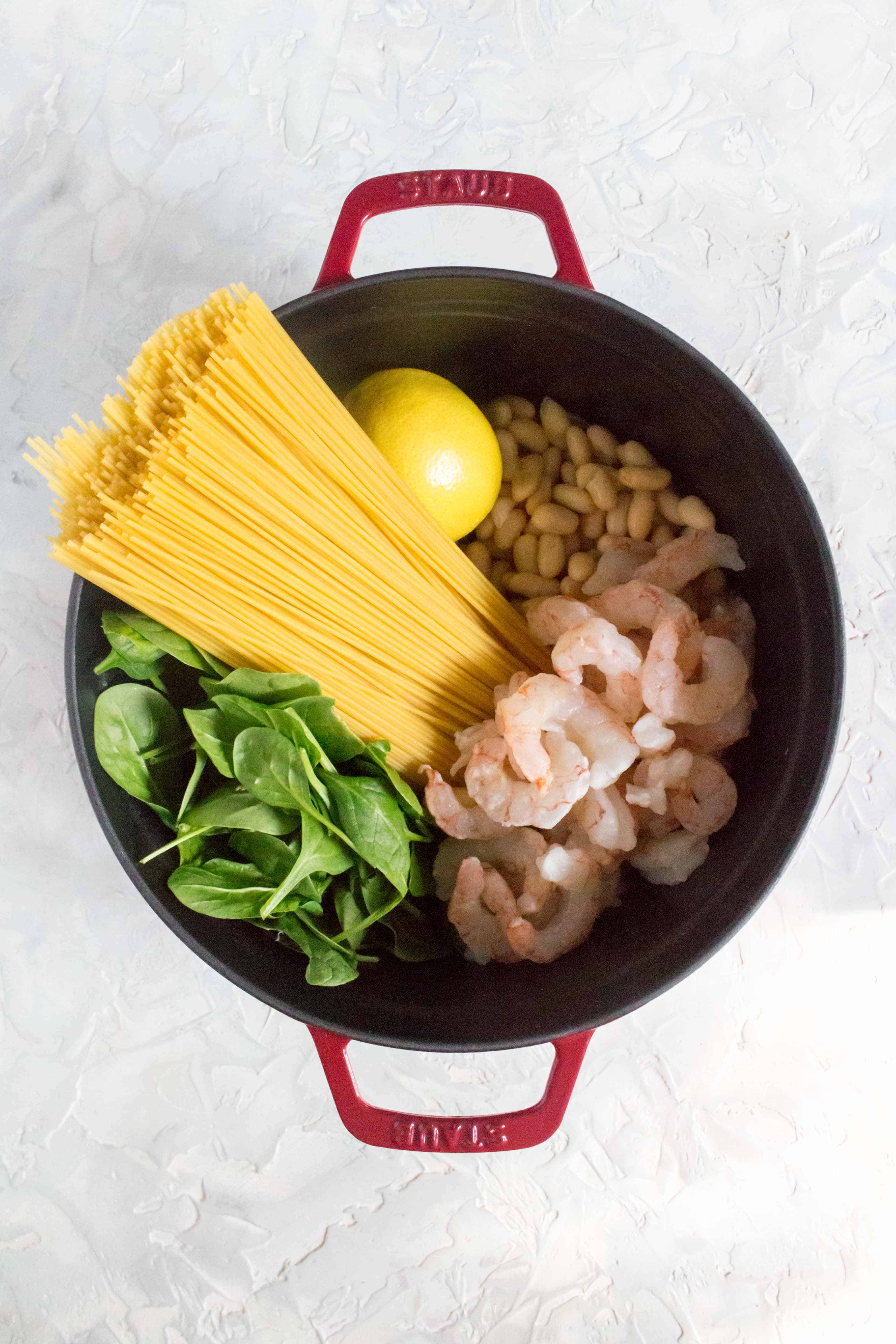 one pot pasta: lemon shrimp spinach