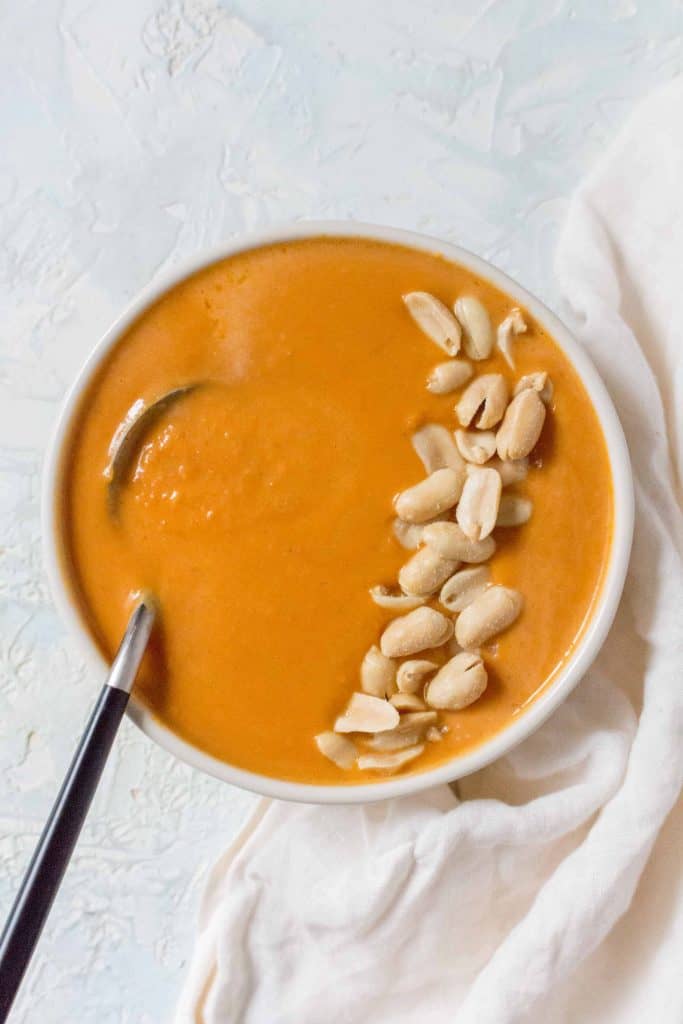 Slow Cooker Sweet Potato Soup with Peanut Butter One Pot Only — easy