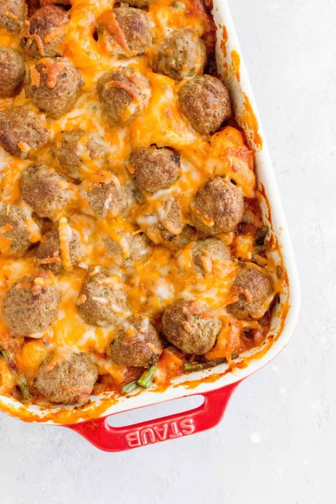 This one post Meatball Sub Casserole is so easy to make. Dump everything into a baking dish and have dinner ready in 40 minutes.