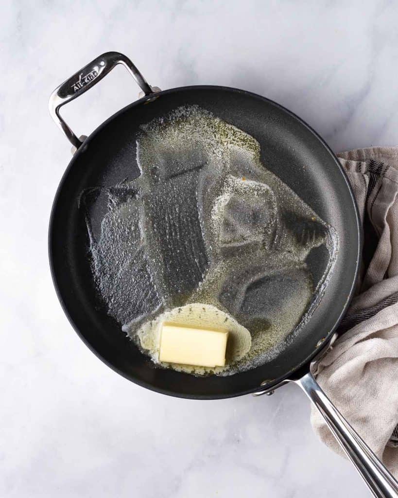 Butter melted in a pan.