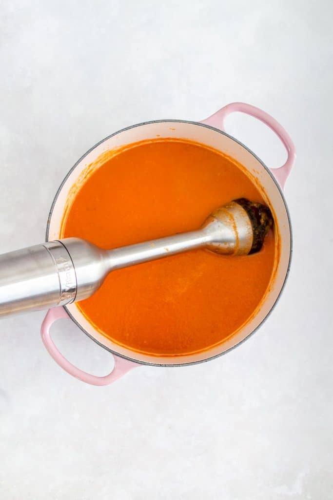 Tomato soup with an immersion blender.