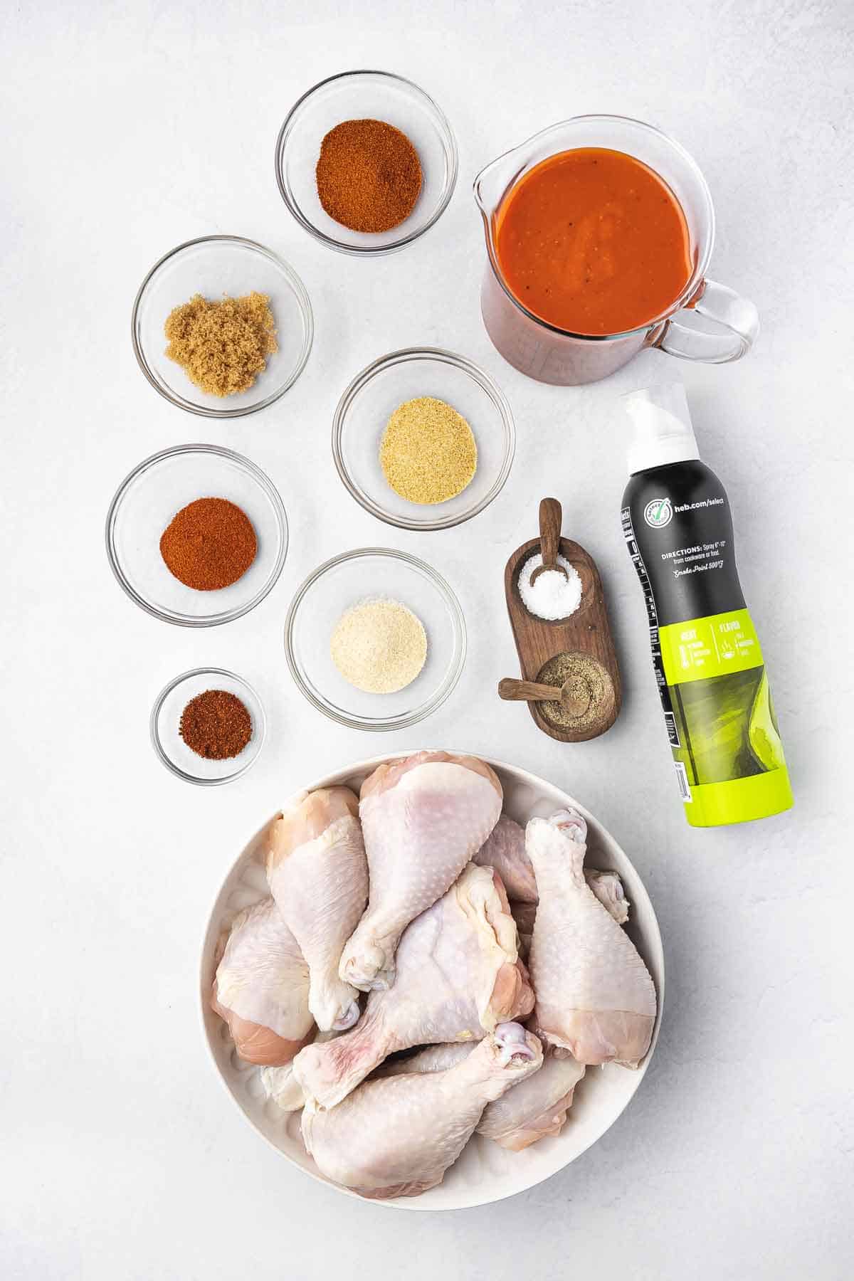 Ingredients needed to make slow cooker chicken drumsticks.