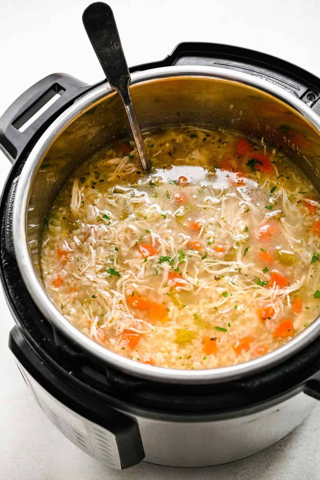 Instant Pot Chicken and Rice Soup One Pot Only — easy recipes using one pot only!