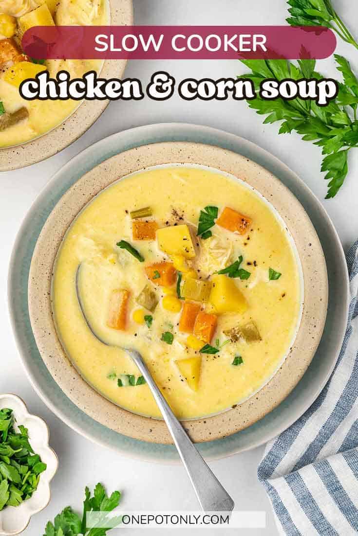 Slow Cooker Chicken and Corn Soup One Pot Only — easy recipes using