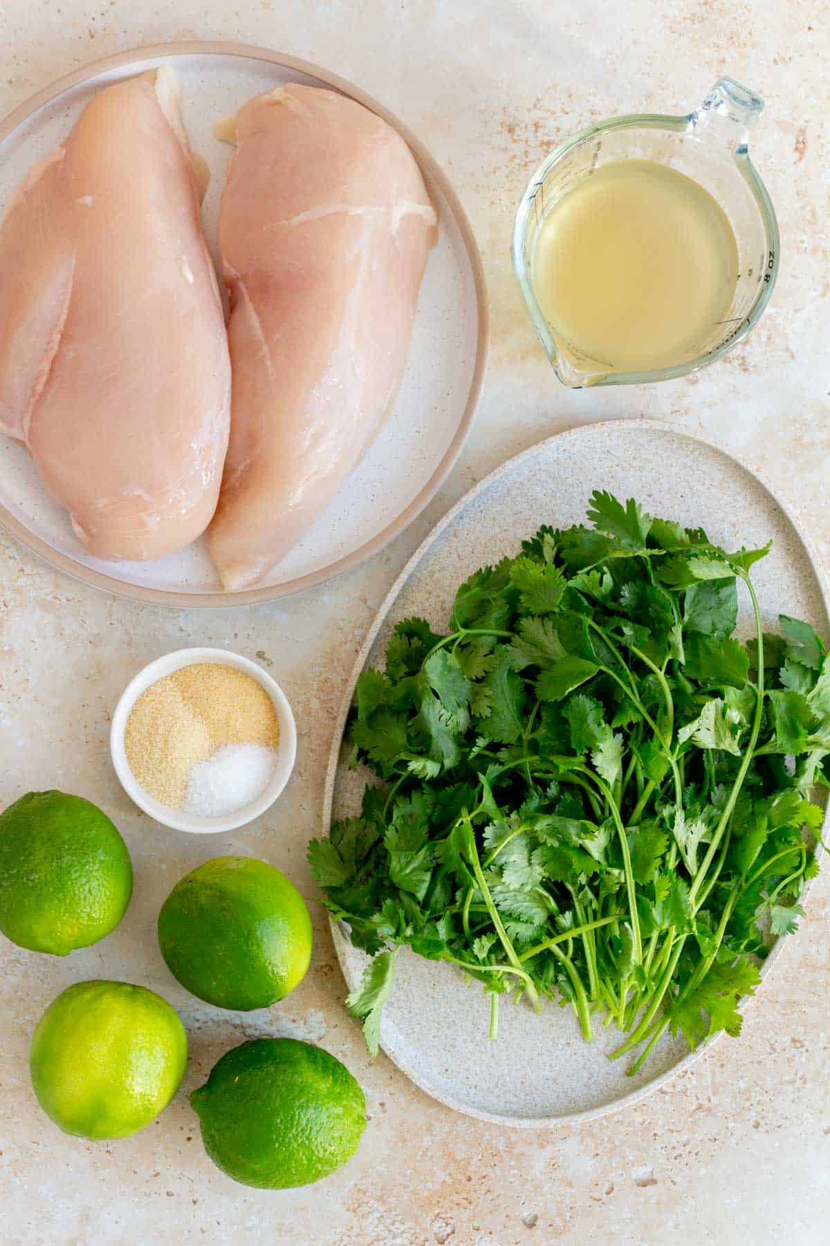 Ingredients needed to make slow cooker cilantro lime chicken.