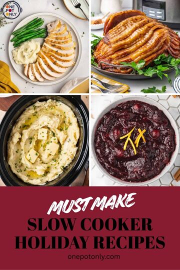 Pinterest graphic for slow cooker holiday recipes.